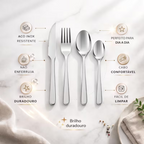 Conjunto de Talheres de Aço Inoxidável com 48 Peças